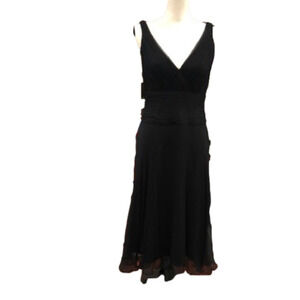 𝅺tadashi Shoji Black Crepe Silk Cocktail Dress 8